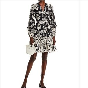 Kobi Halperin Black and Cream Floral Dress